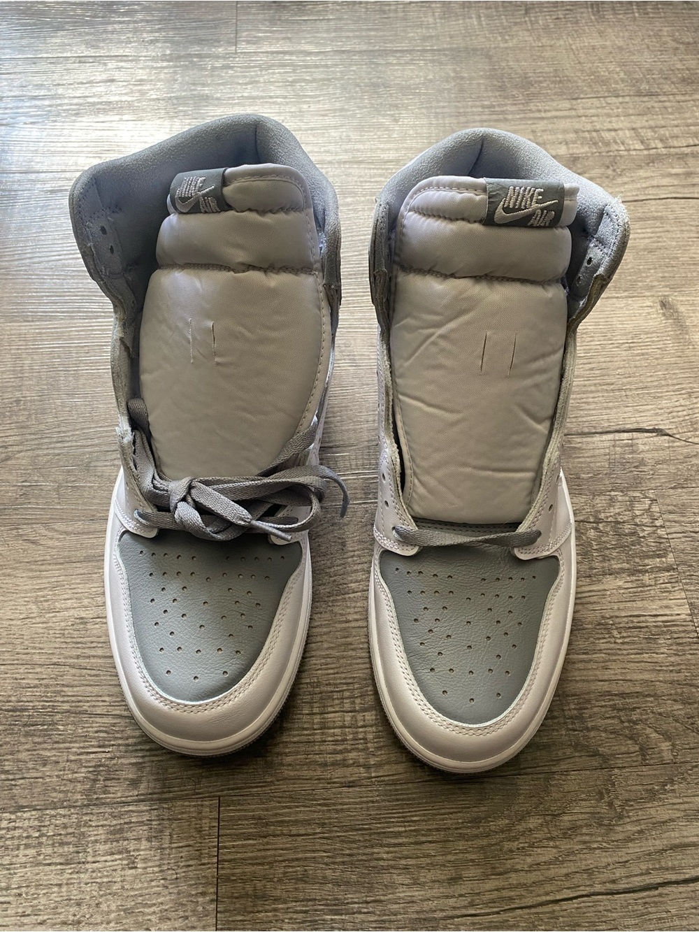 Jordan 1s Men’s High-Top Sneakers in Light Gray and White